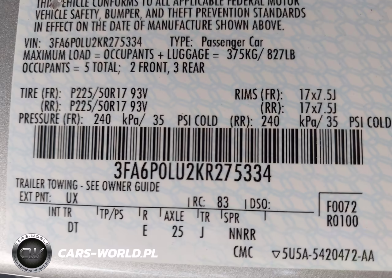 2019 Ford Fusion Hybrid Se VIN:3FA6P0LU2KR275334 - 9