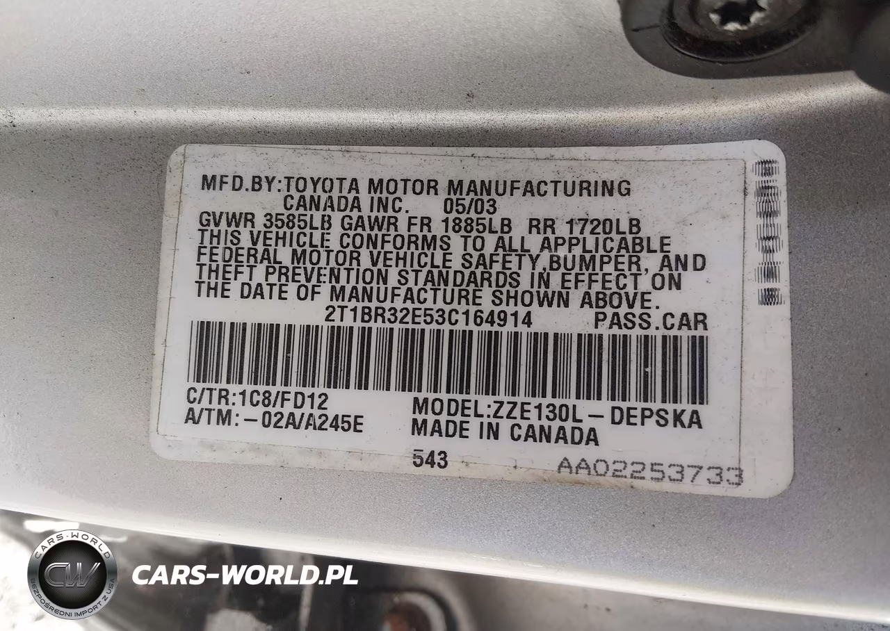 2003 Toyota Corolla S VIN:2T1BR32E53C164914 - 9