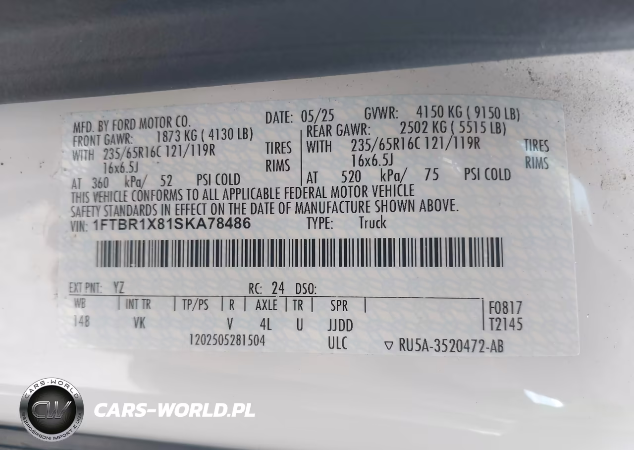 2025 Ford Transit-250 VIN:1FTBR1X81SKA78486 - 9