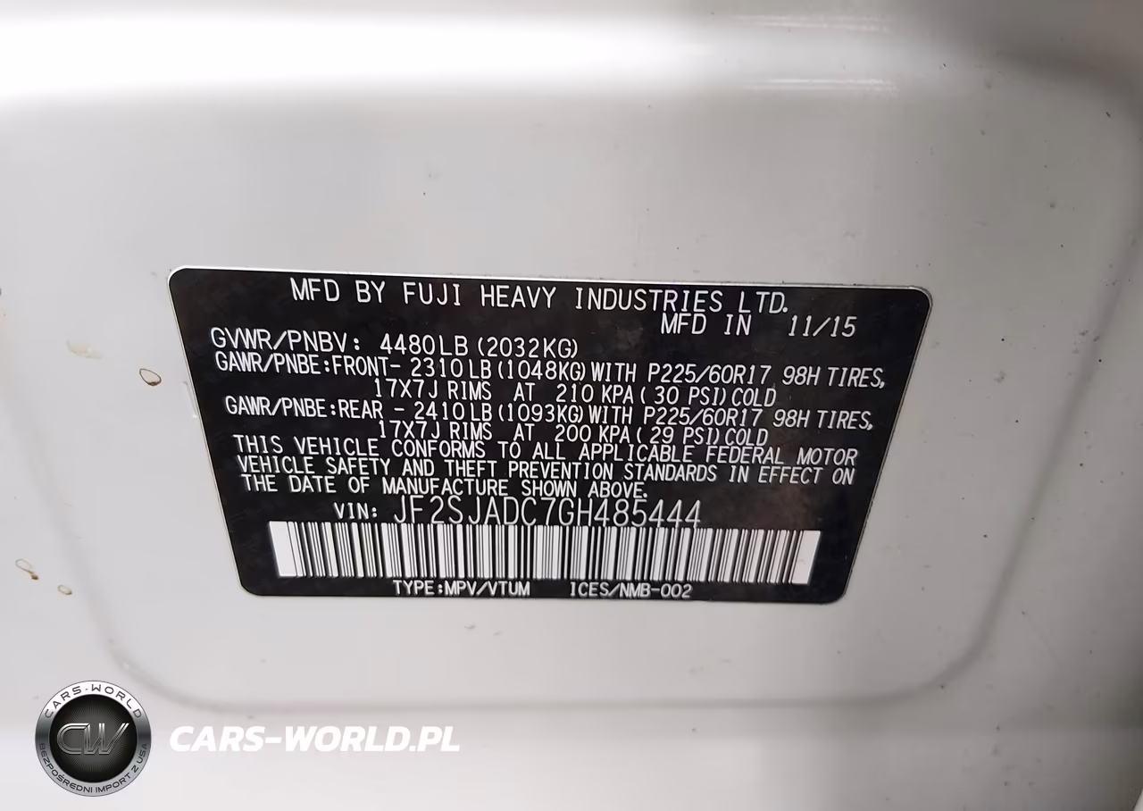 2016 Subaru Forester 2.5I Premium VIN:JF2SJADC7GH485444 - 9