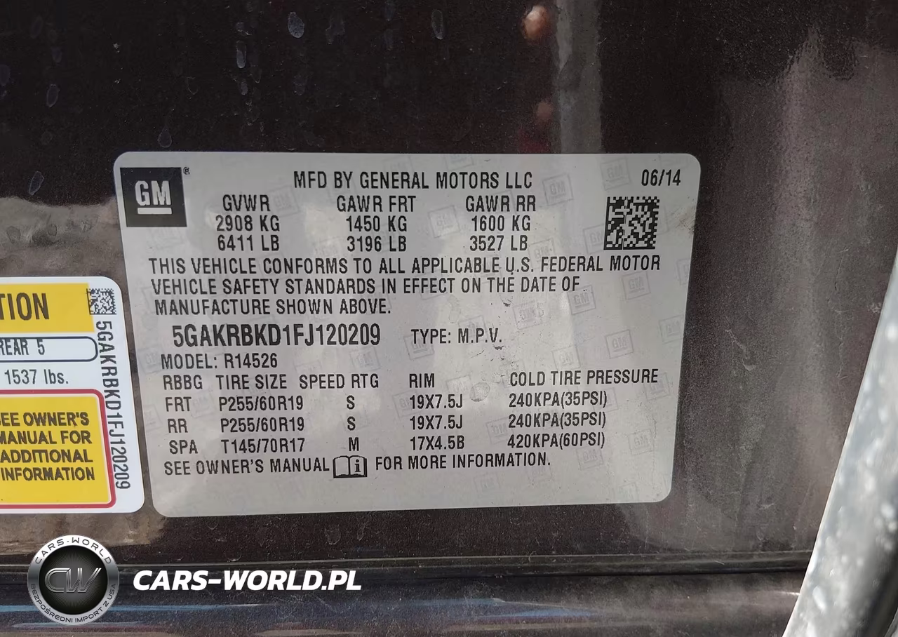 2015 Buick Enclave Leather VIN:5GAKRBKD1FJ120209 - 9