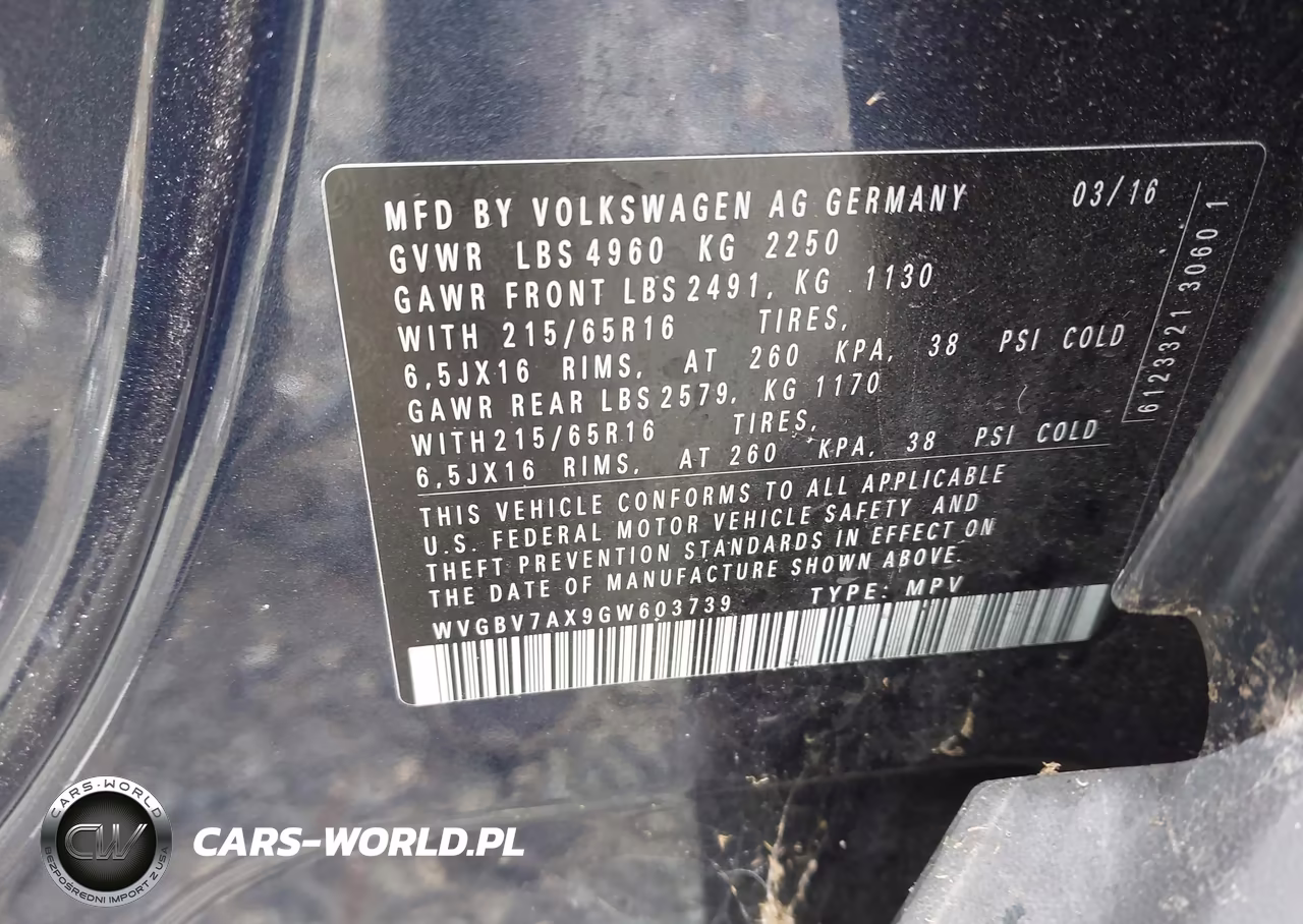 2016 Volkswagen Tiguan S VIN:WVGBV7AX9GW603739 - 9
