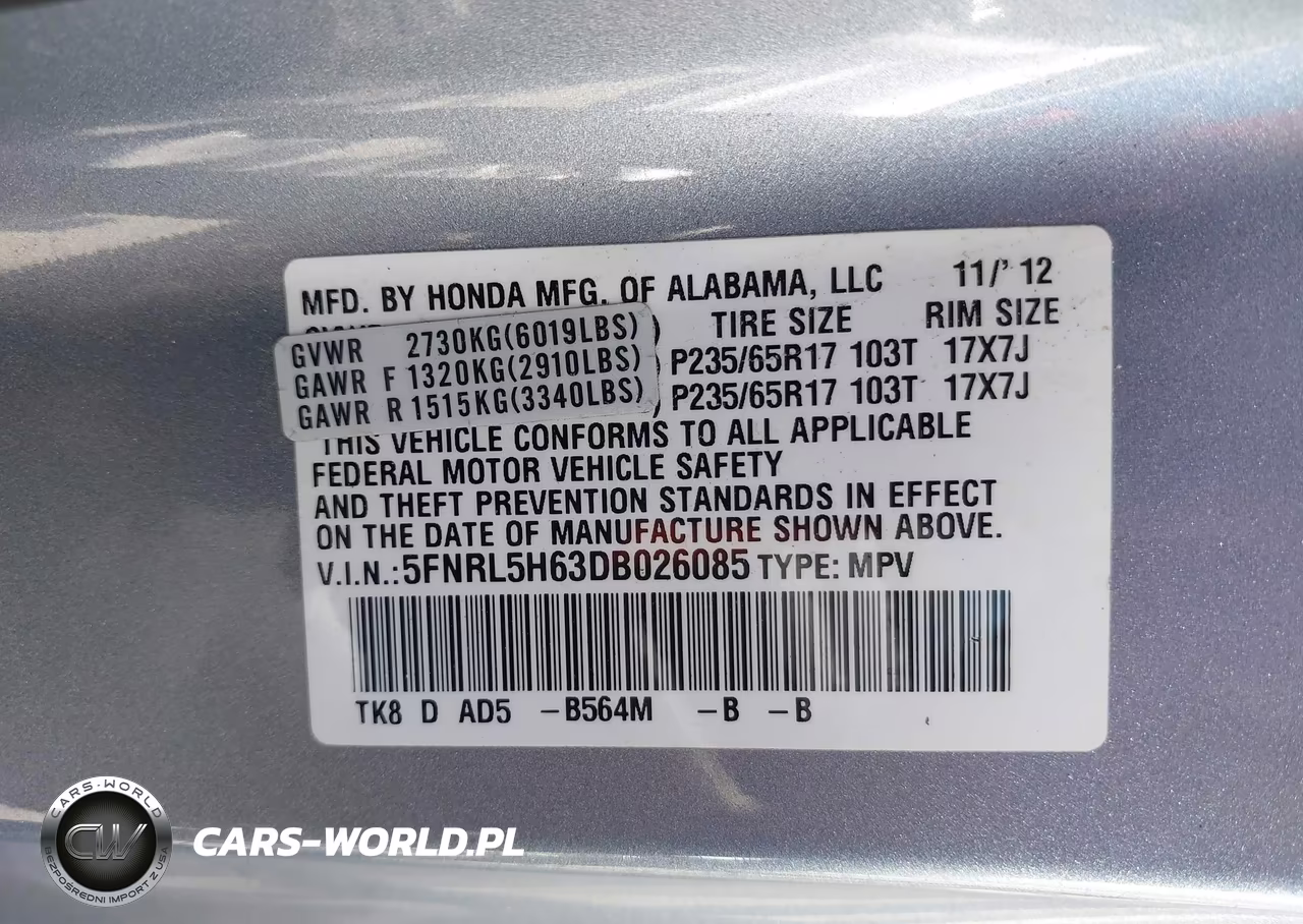 2013 Honda Odyssey Ex-L VIN:5FNRL5H63DB026085 - 9