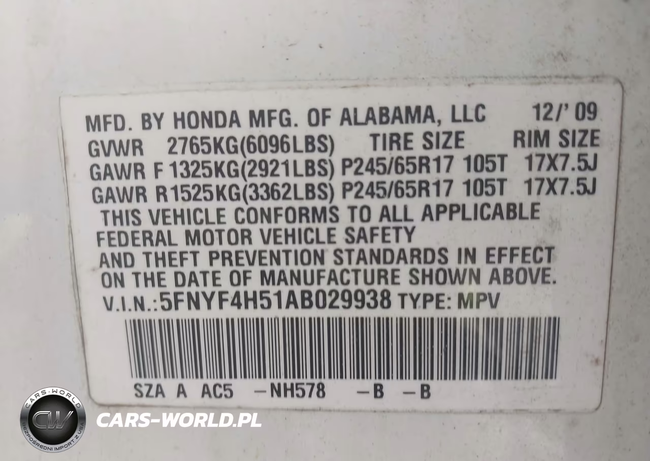 2010 Honda Pilot Ex-L VIN:5FNYF4H51AB029938 - 9