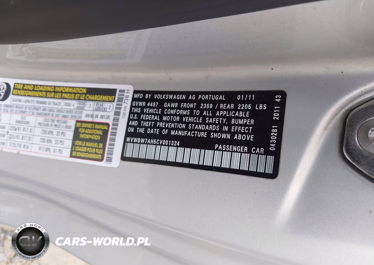 2012 Volkswagen Eos Komfort VIN:WVWBW7AH5CV001334 - 9