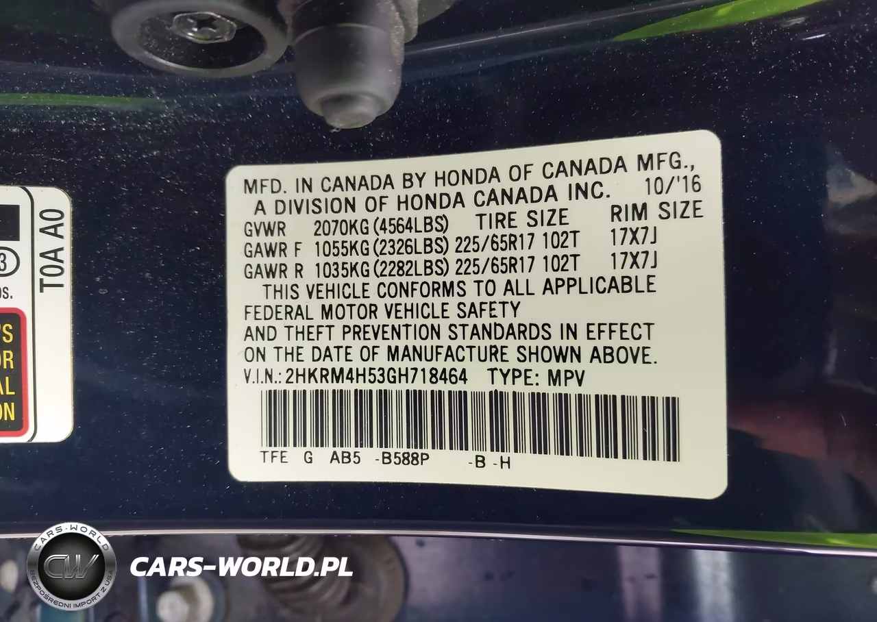 2016 Honda Cr-V Ex VIN:2HKRM4H53GH718464 - 9