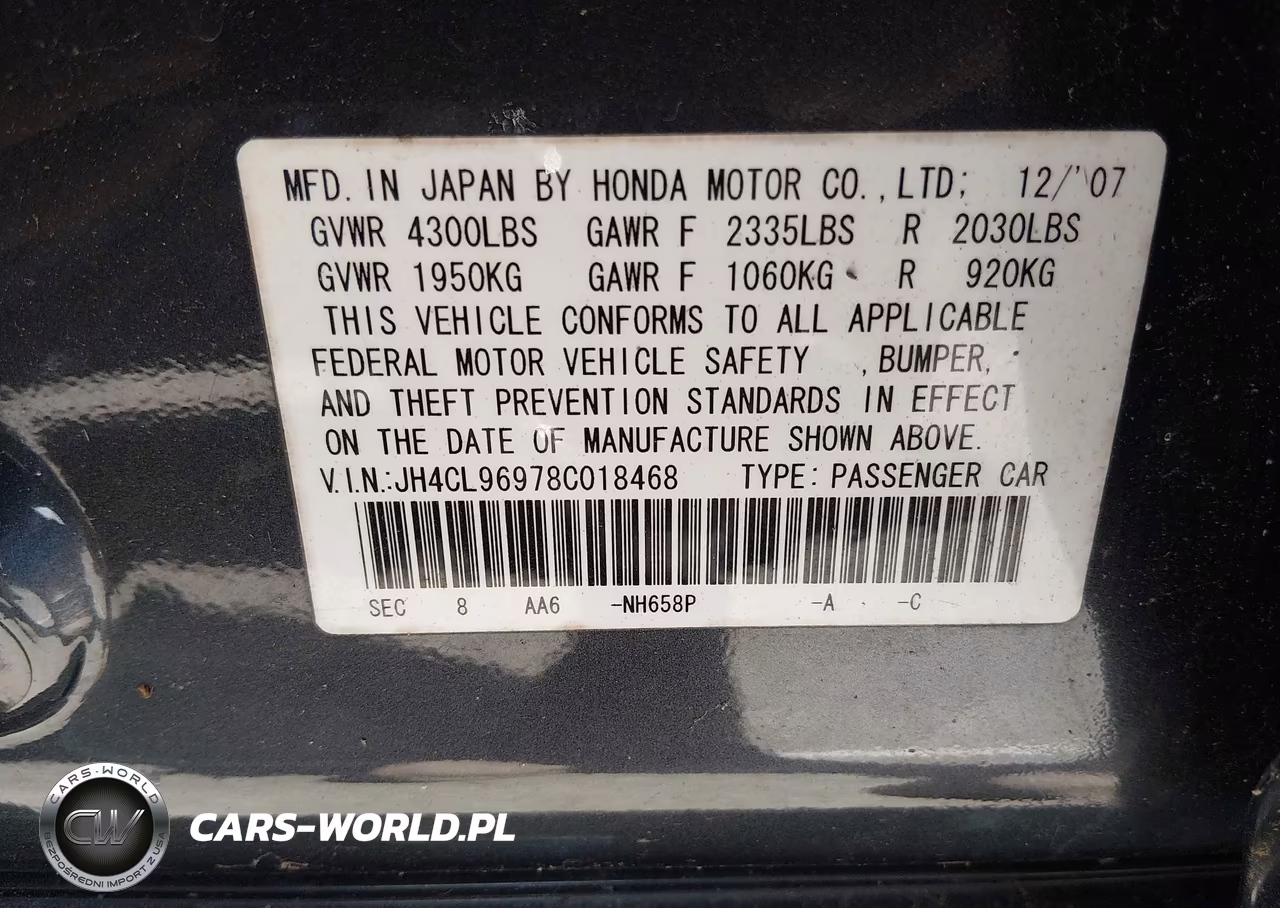 2008 Acura Tsx VIN:JH4CL96978C018468 - 9