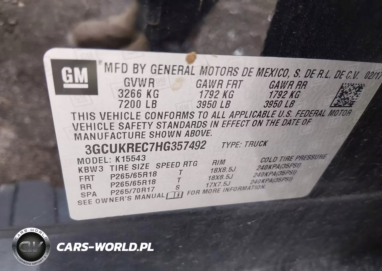2017 Chevrolet Silverado 1500 2Lt VIN:3GCUKREC7HG357492 - 9