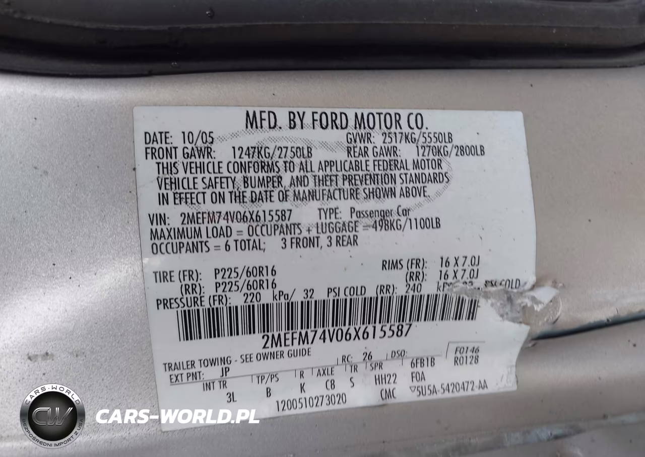2006 Mercury Grand Marquis Gs VIN:2MEFM74V06X615587 - 9