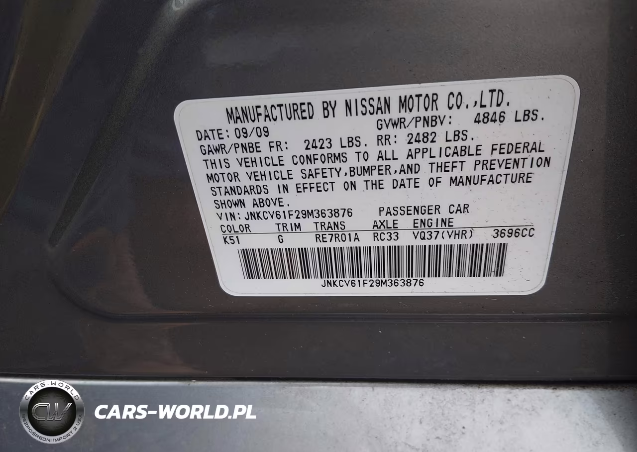 2009 Infiniti G37X VIN:JNKCV61F29M363876 - 9