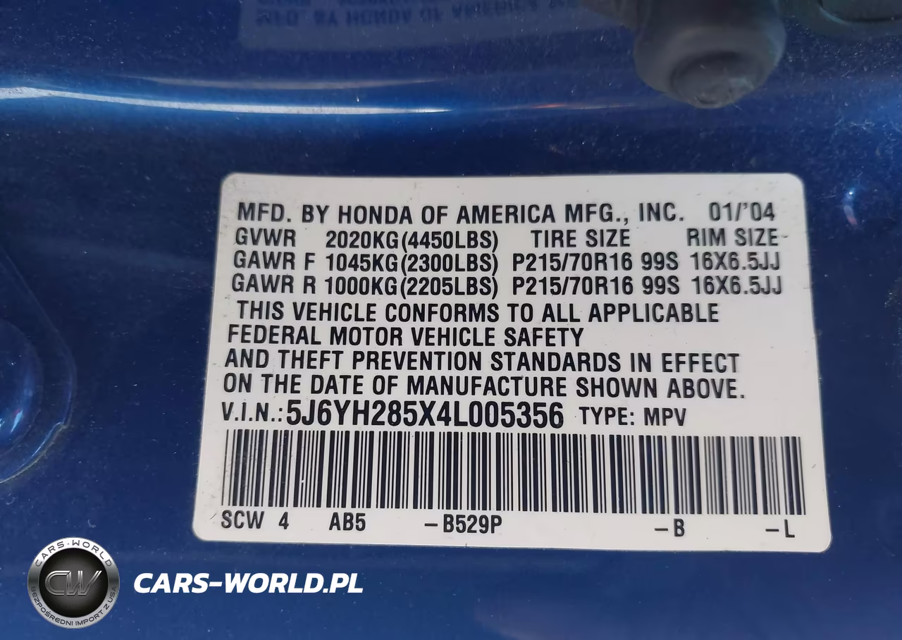 2004 Honda Element Ex VIN:5J6YH285X4L005356 - 9