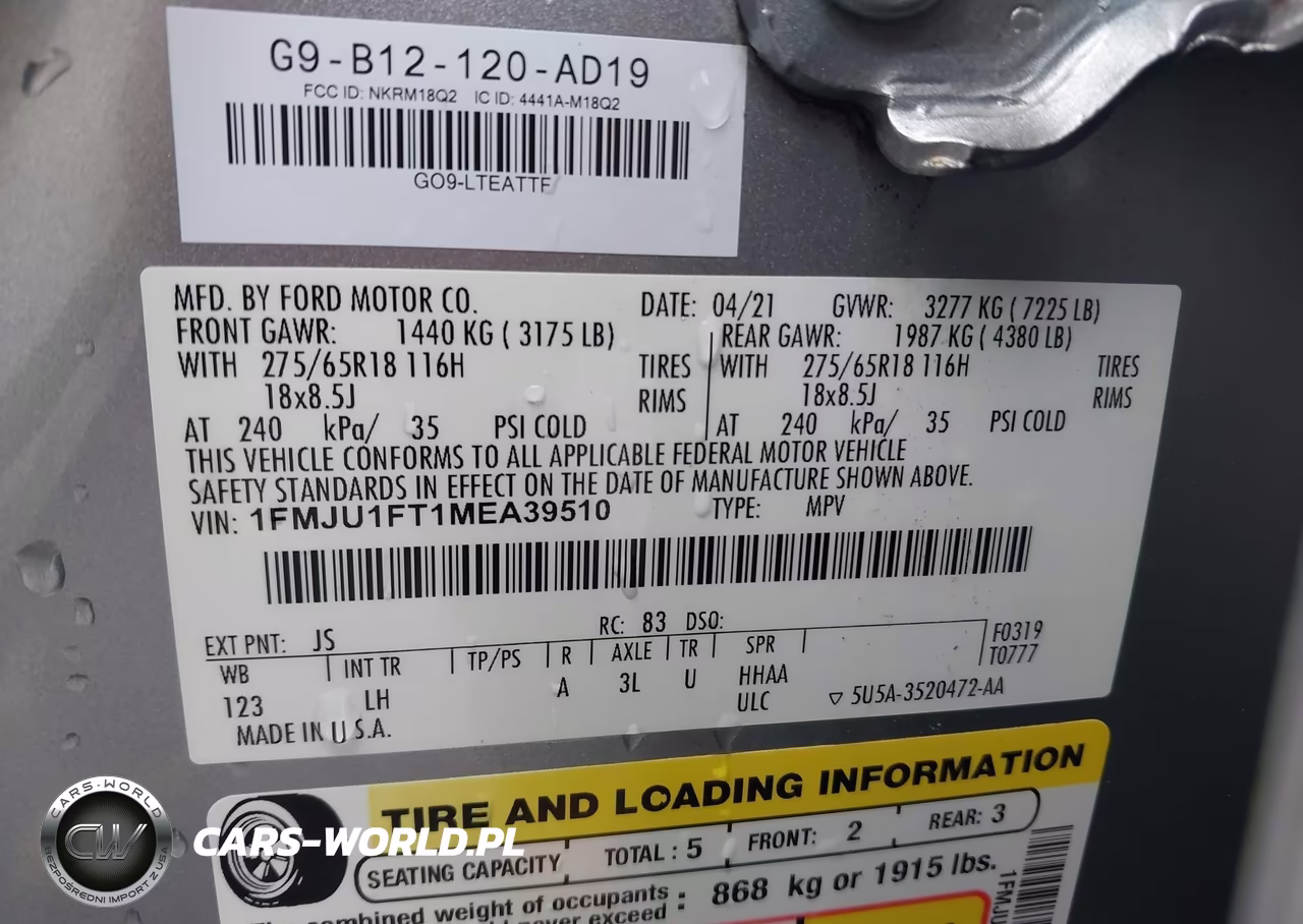 2021 Ford Expedition Xl VIN:1FMJU1FT1MEA39510 - 9