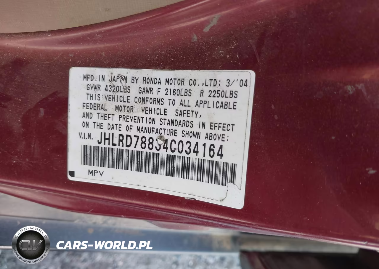 2004 Honda Cr-V Ex VIN:JHLRD78834C034164 - 9