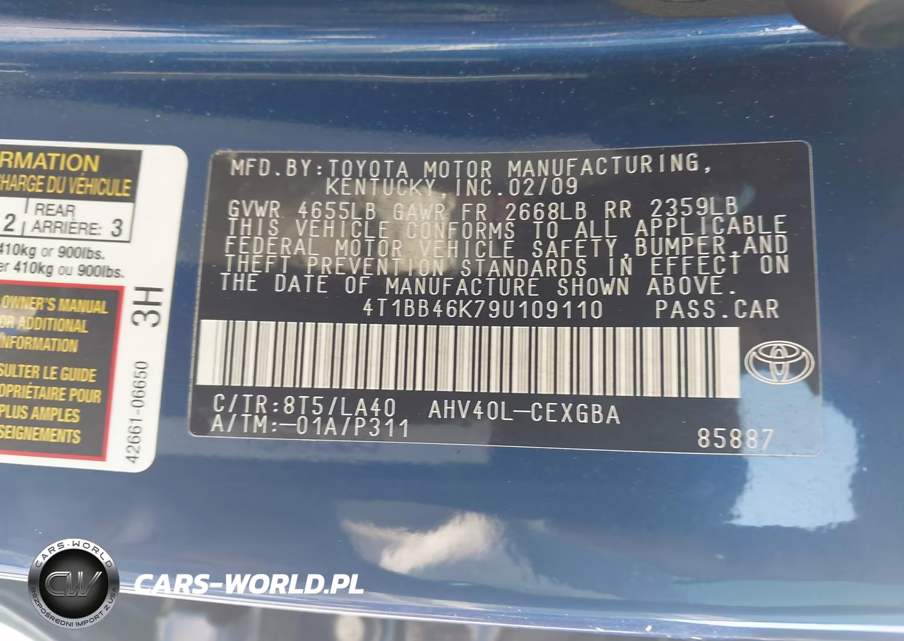 2009 Toyota Camry Hybrid VIN:4T1BB46K79U109110 - 9