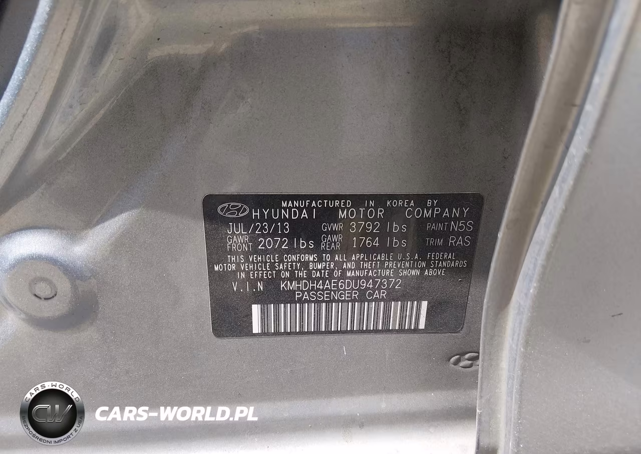 2013 Hyundai Elantra Gls VIN:KMHDH4AE6DU947372 - 9