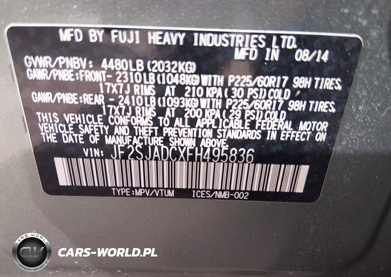 2015 Subaru Forester 2.5I Premium VIN:JF2SJADCXFH495836 - 9