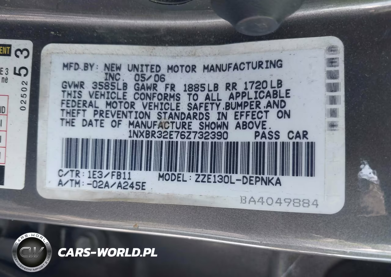 2006 Toyota Corolla Le VIN:1NXBR32E76Z732390 - 9