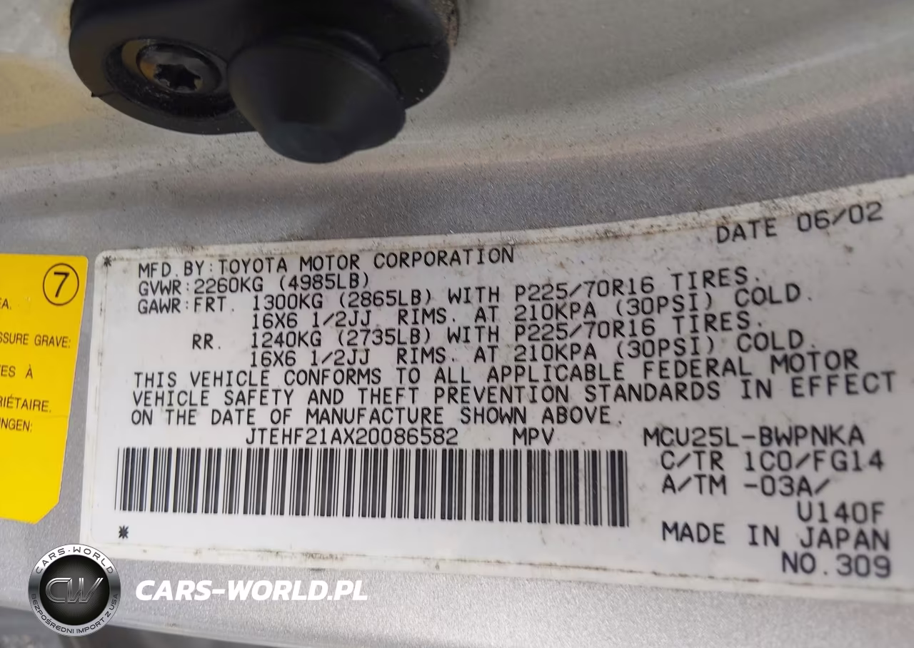 2002 Toyota Highlander V6 VIN:JTEHF21AX20086582 - 9