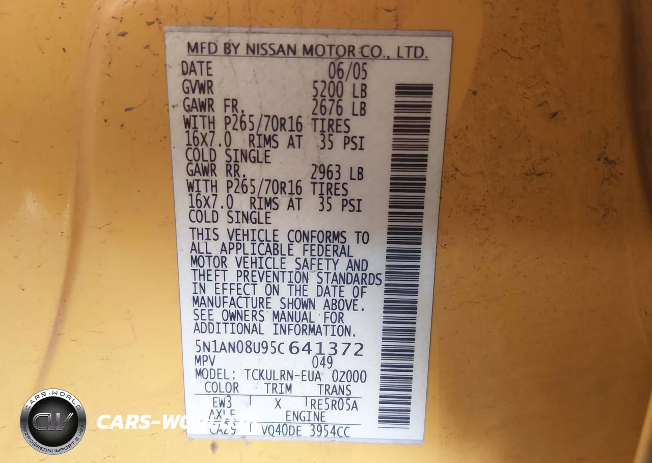 2005 Nissan Xterra S VIN:5N1AN08U95C641372 - 9