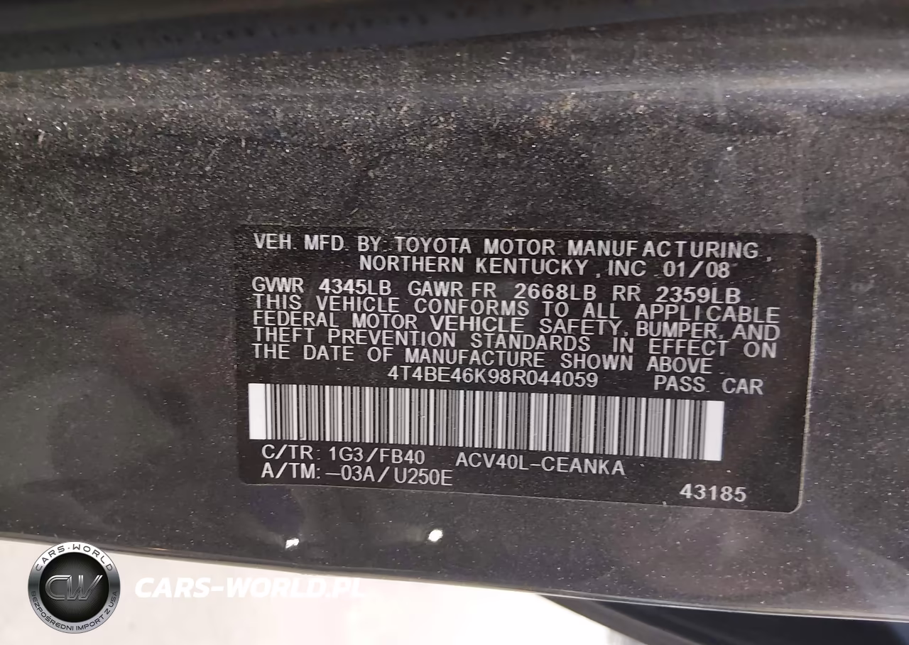 2008 Toyota Camry Le VIN:4T4BE46K98R044059 - 9