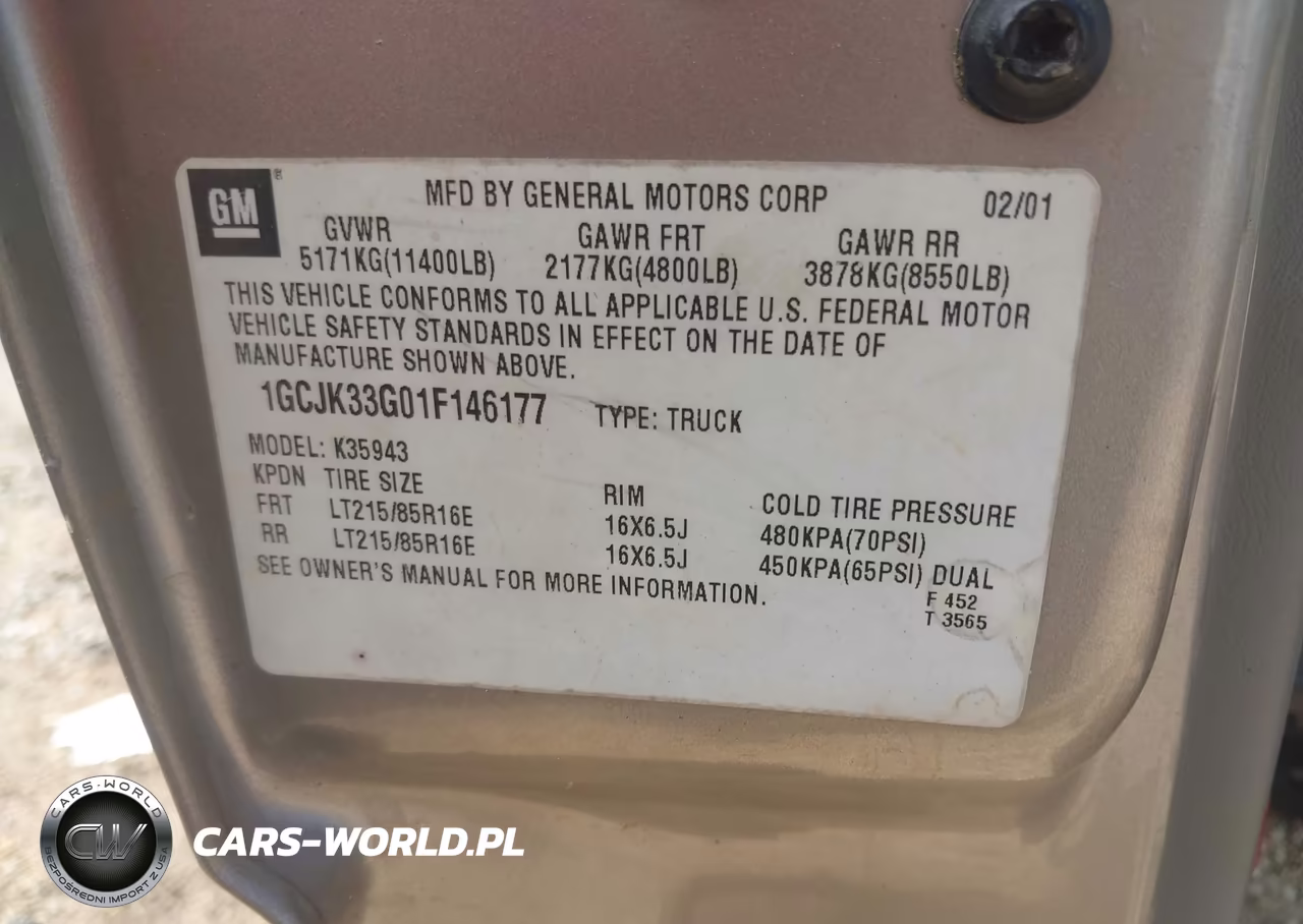 2001 Chevrolet Silverado 3500 Lt VIN:1GCJK33G01F146177 - 8