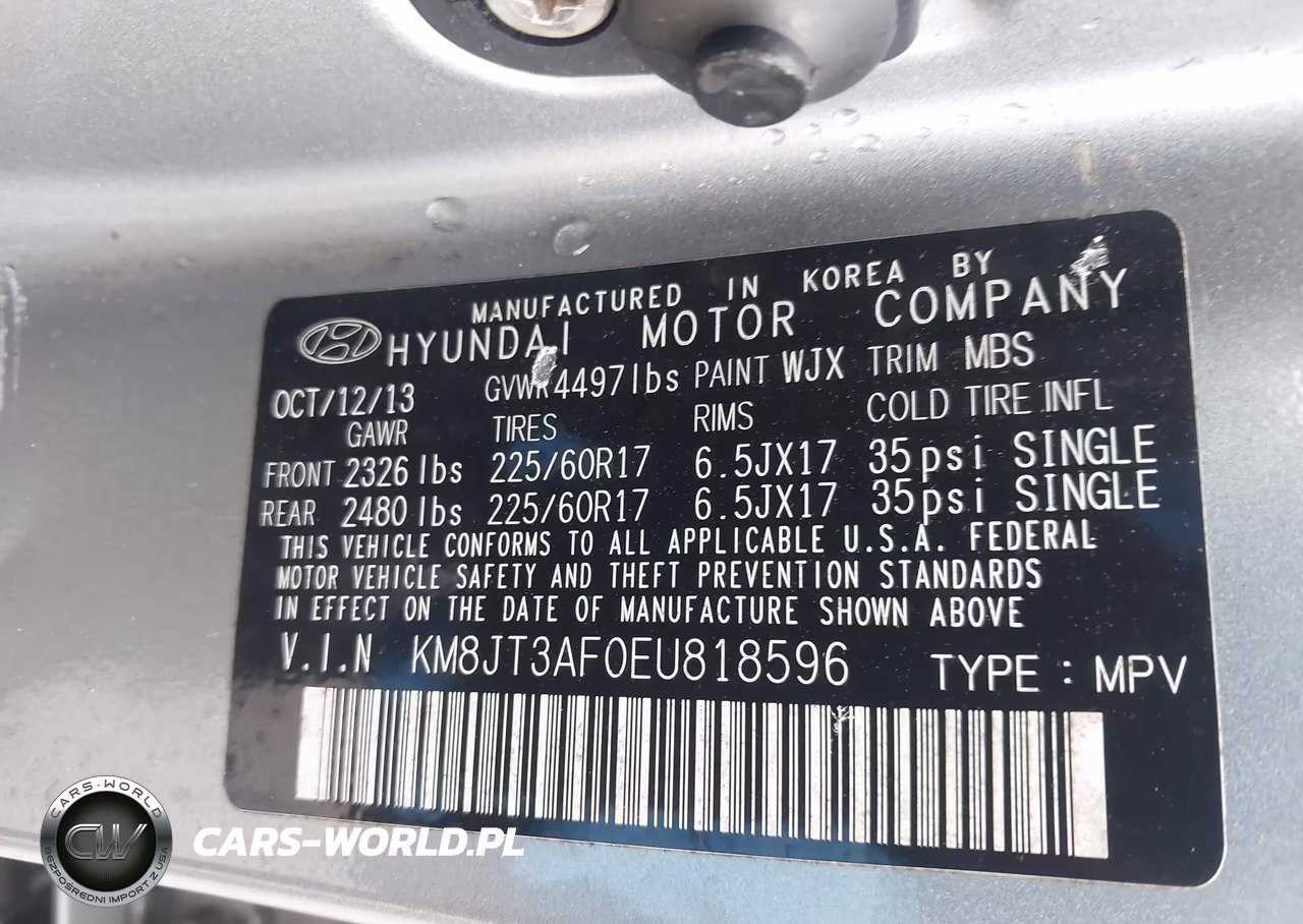 2014 Hyundai Tucson Gls VIN:KM8JT3AF0EU818596 - 9