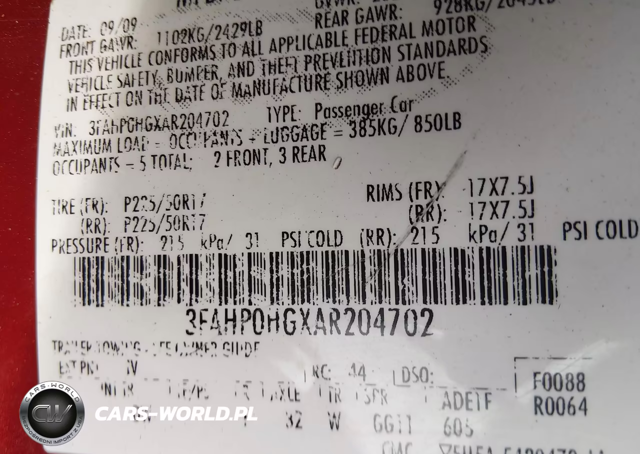 2010 Ford Fusion Se VIN:3FAHP0HGXAR204702 - 9