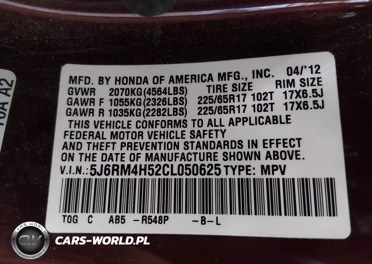 2012 Honda Cr-V Ex VIN:5J6RM4H52CL050625 - 9