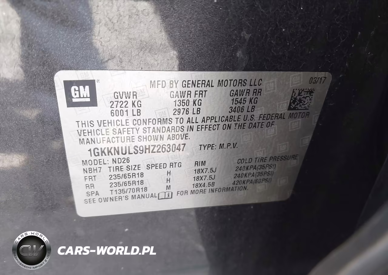 2017 GMC Acadia Slt-1 VIN:1GKKNULS9HZ263047 - 9