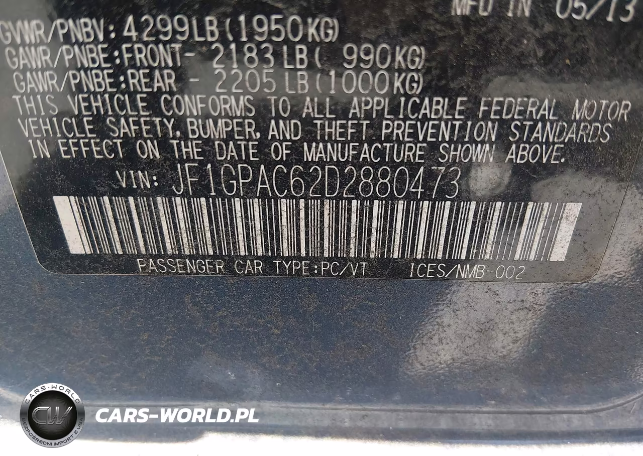 2013 Subaru Impreza 2.0I Premium VIN:JF1GPAC62D2880473 - 9