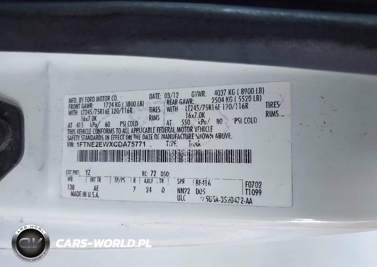 2012 Ford E-250 Commercial VIN:1FTNE2EWXCDA75771 - 9