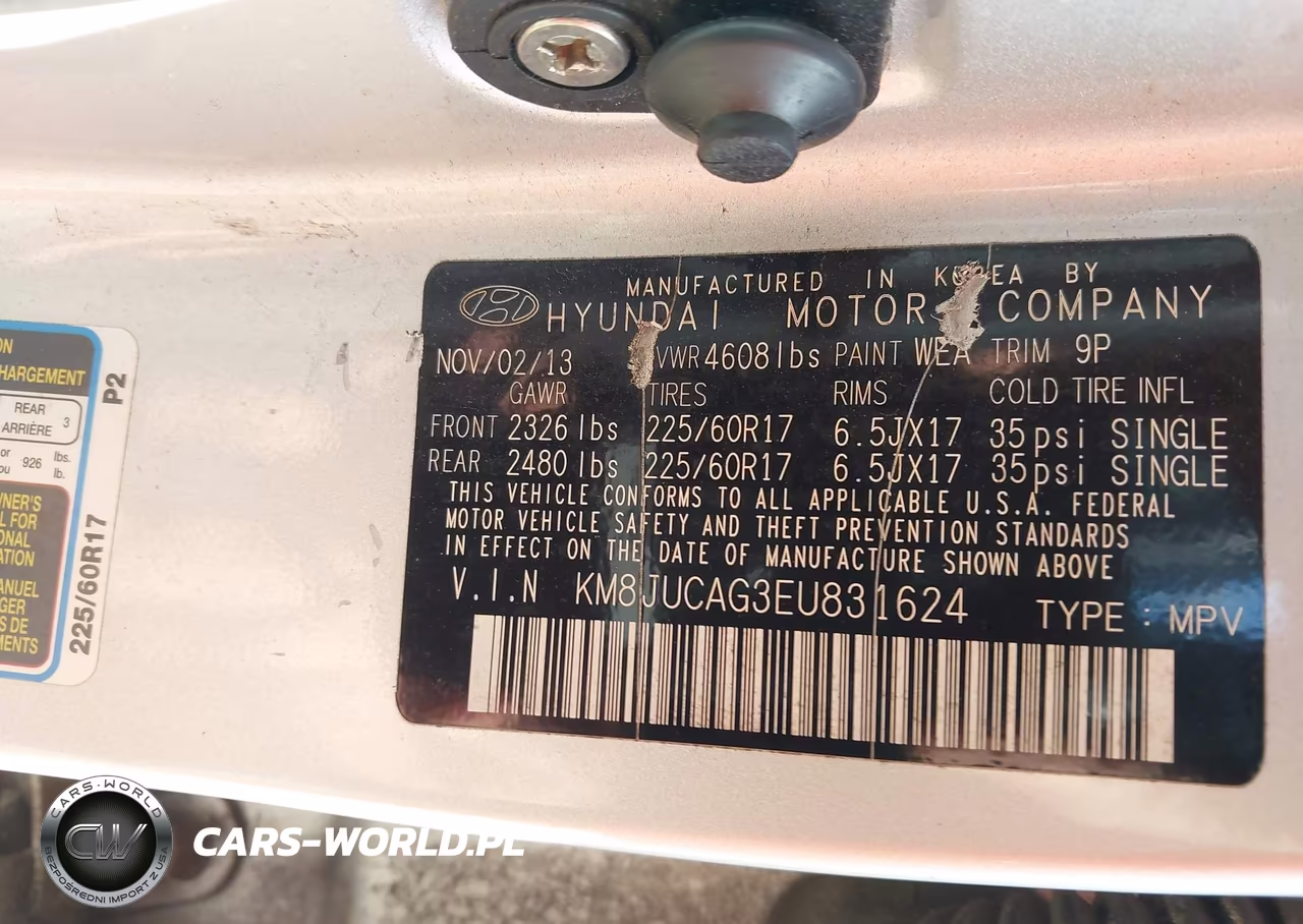 2014 Hyundai Tucson Se VIN:KM8JUCAG3EU831624 - 9