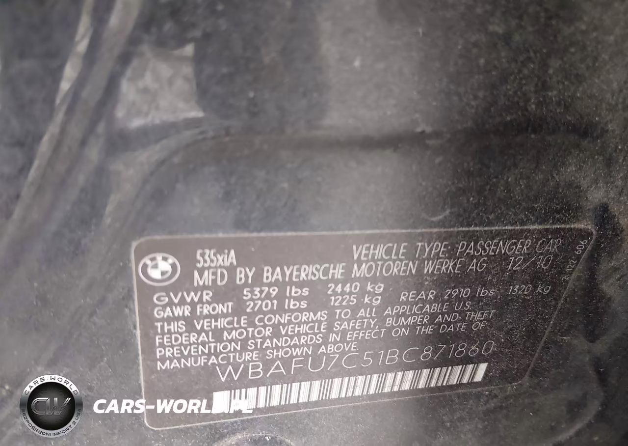 2011 BMW 535I xDrive VIN:WBAFU7C51BC871860 - 9