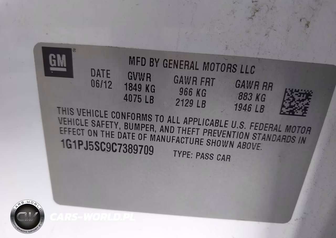 2012 Chevrolet Cruze Eco VIN:1G1PJ5SC9C7389709 - 9
