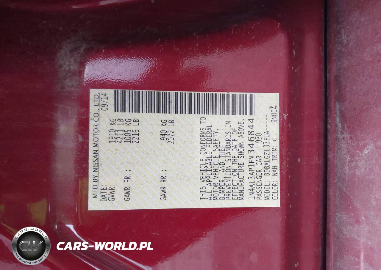 2015 Nissan Altima 2.5-2.5 S-2.5 Sl-2.5 Sv VIN:1N4AL3AP1FN346844 - 9