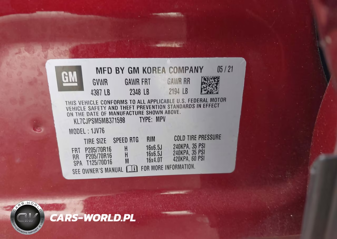 2021 Chevrolet Trax Awd Lt VIN:KL7CJPSM5MB371598 - 9