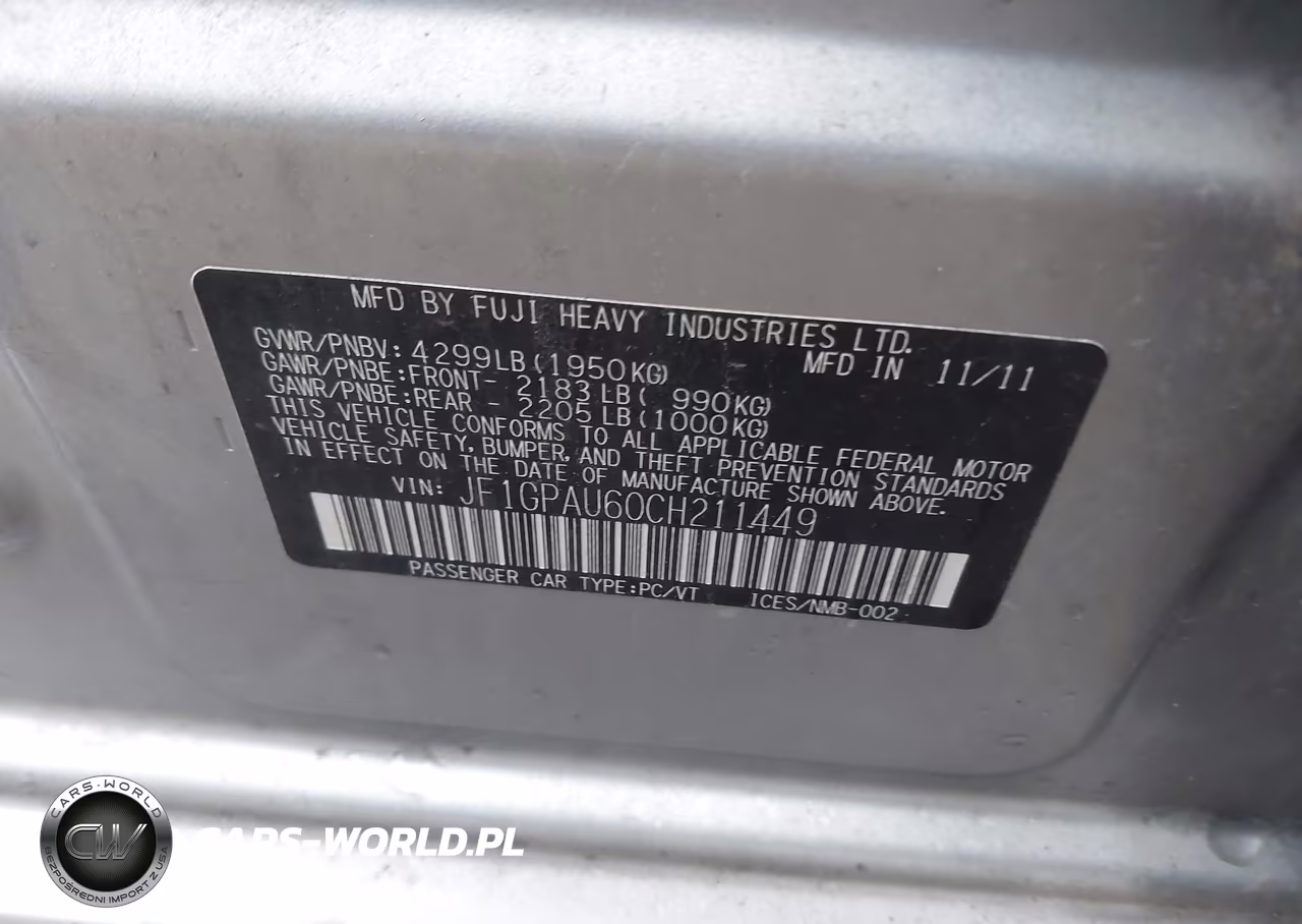 2012 Subaru Impreza 2.0I Sport Limited VIN:JF1GPAU60CH211449 - 9