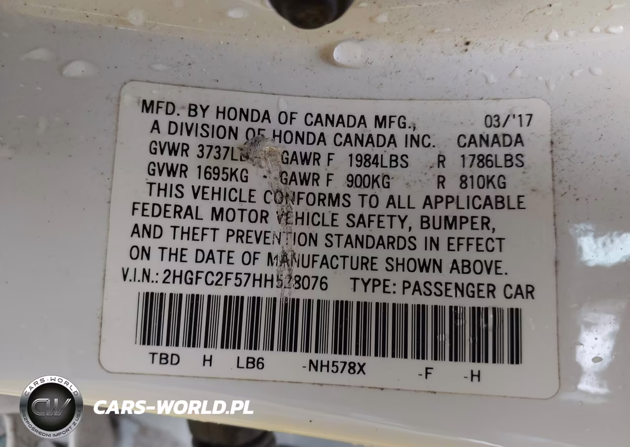 2017 Honda Civic Lx VIN:2HGFC2F57HH528076 - 9