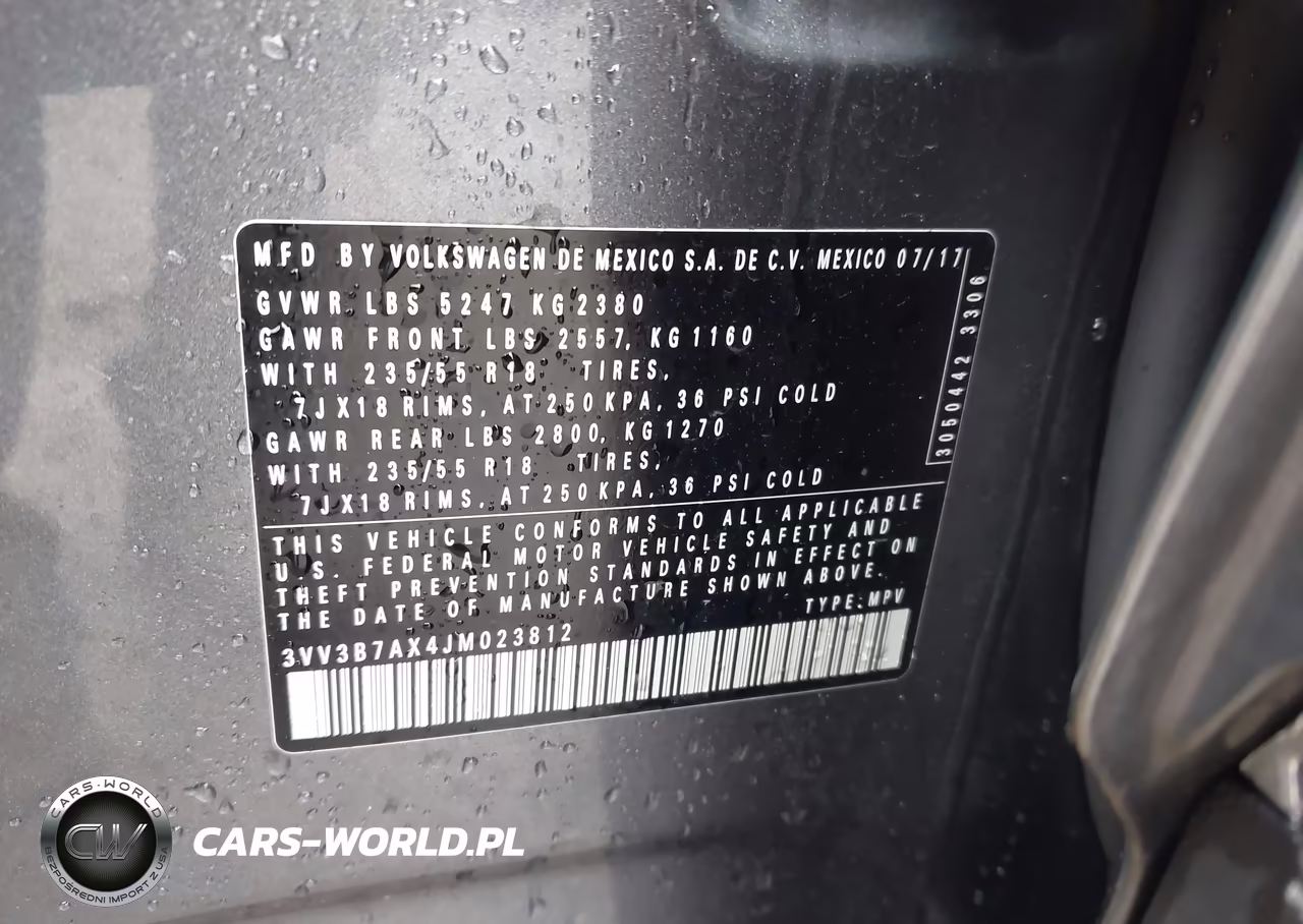 2018 Volkswagen Tiguan 2.0T Se-2.0T Sel VIN:3VV3B7AX4JM023812 - 9