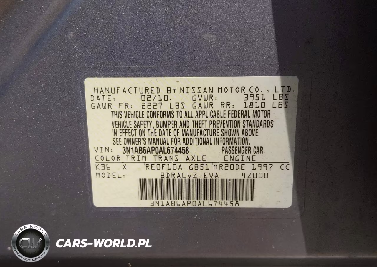 2010 Nissan Sentra 2.0Sl VIN:3N1AB6AP0AL674458 - 9