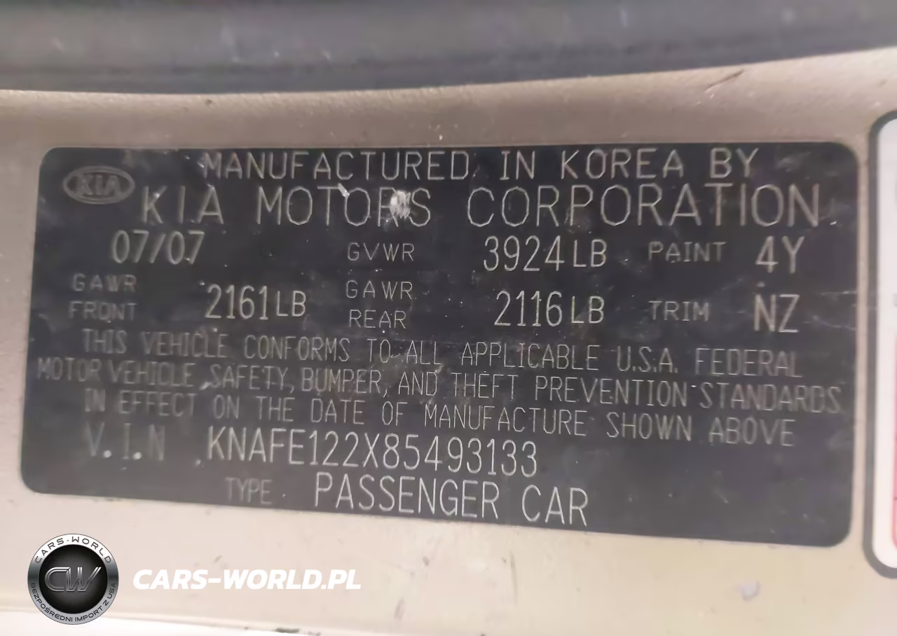 2008 Kia Spectra Ex VIN:KNAFE122X85493133 - 9