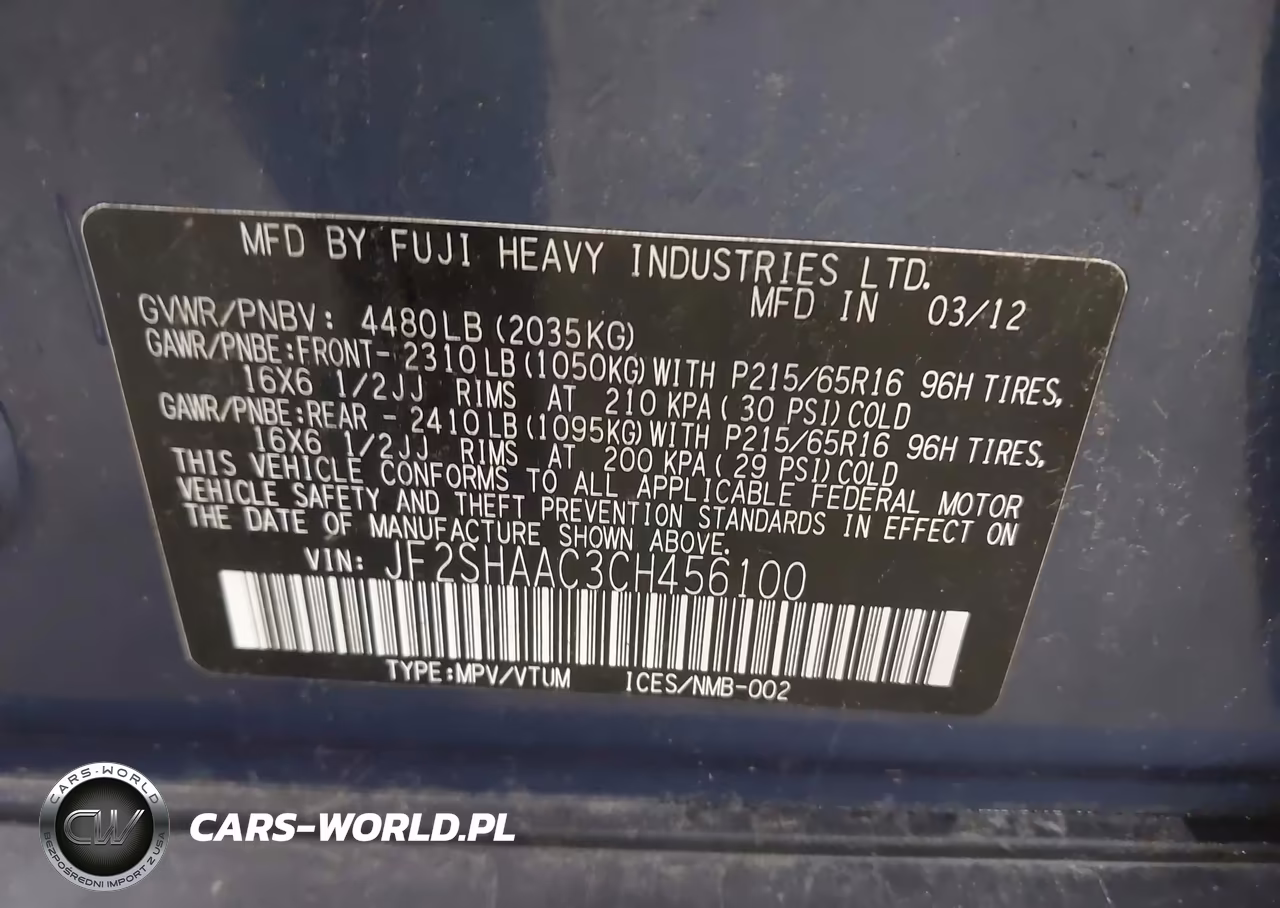 2012 Subaru Forester 2.5X VIN:JF2SHAAC3CH456100 - 9