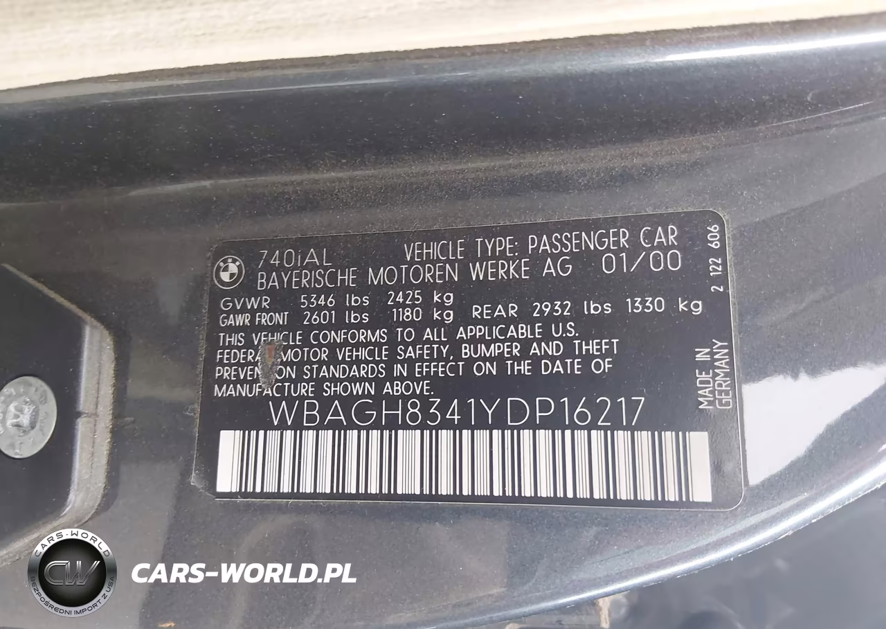 2000 BMW 7 Series 740Il VIN:WBAGH8341YDP16217 - 9
