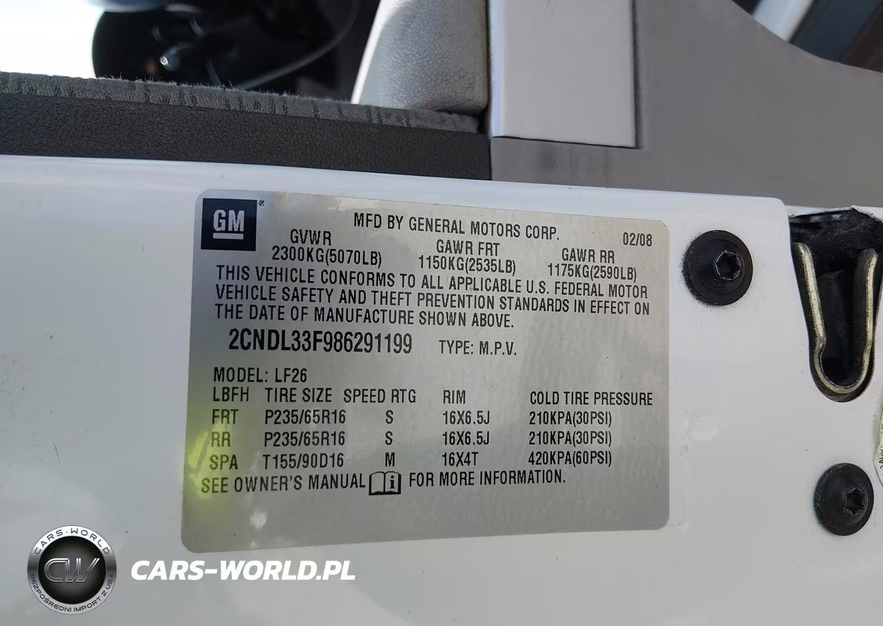 2008 Chevrolet Equinox Lt VIN:2CNDL33F986291199 - 9