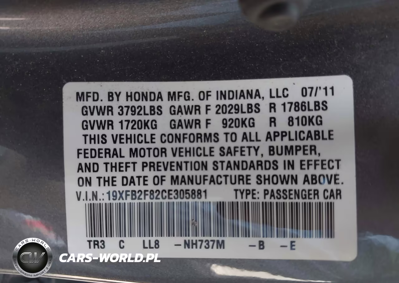 2012 Honda Civic Ex VIN:19XFB2F82CE305881 - 9