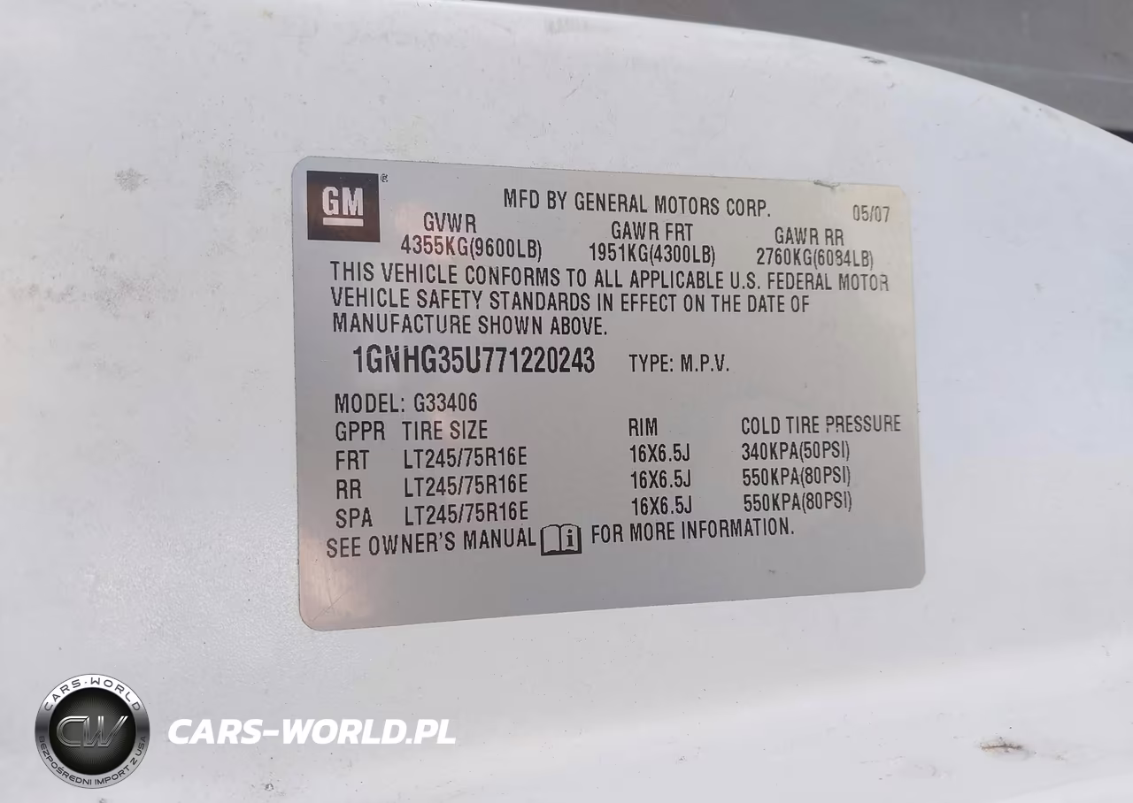 2007 Chevrolet Express Ls VIN:1GNHG35U771220243 - 9