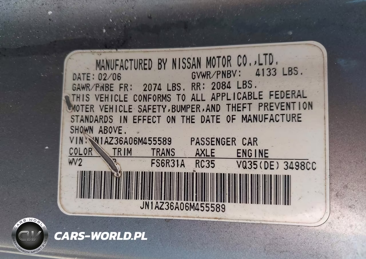 2006 Nissan 350Z Grand Touring VIN:JN1AZ36A06M455589 - 9