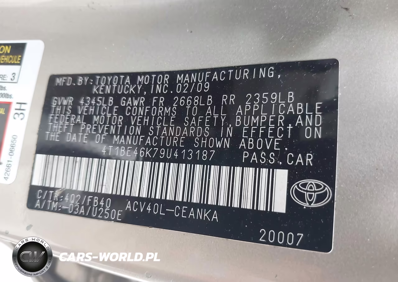 2009 Toyota Camry Le VIN:4T1BE46K79U413187 - 9