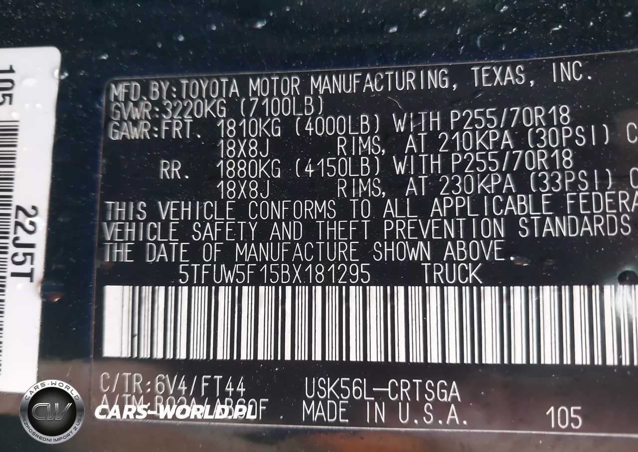 2011 Toyota Tundra Grade 5.7L V8 VIN:5TFUW5F15BX181295 - 9