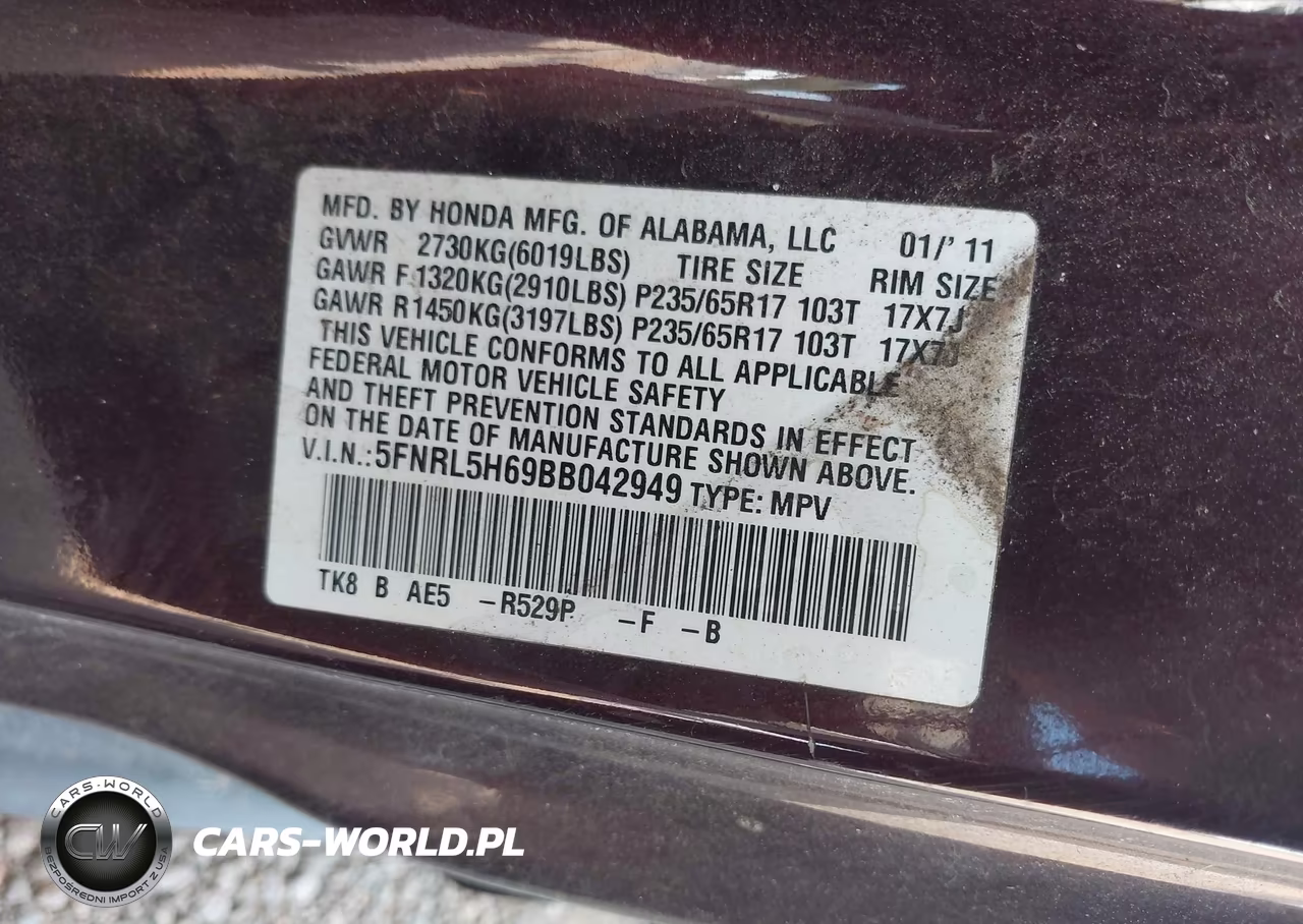 2011 Honda Odyssey Ex-L VIN:5FNRL5H69BB042949 - 9